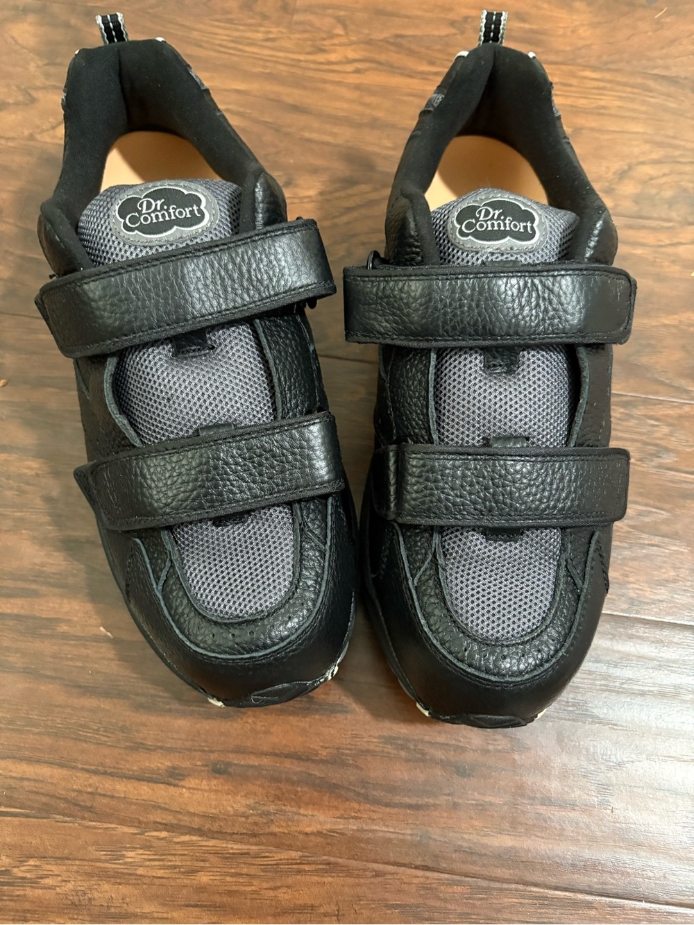 Dr. Comfort Men’s Black & Gray Comfort Sneaker with Hook-and-Loop Straps